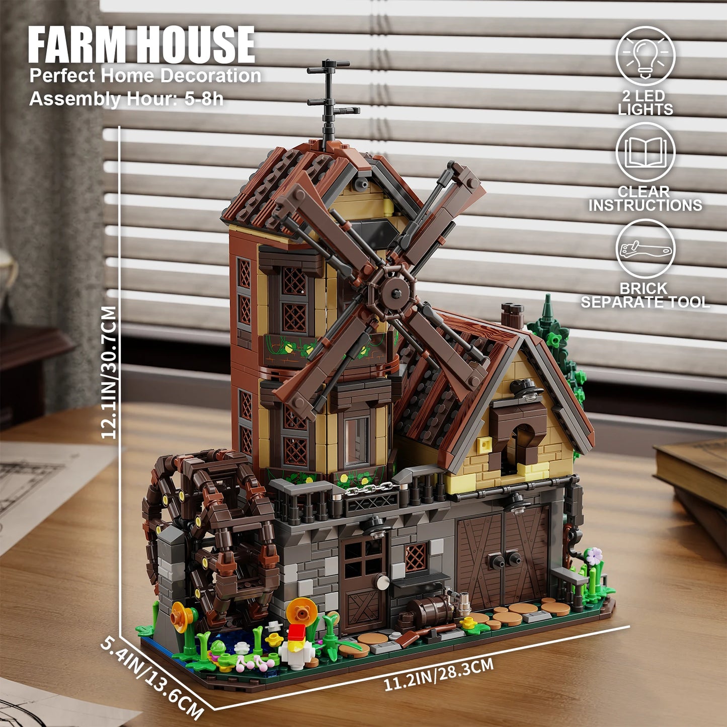 Rustic Countryside Farm Hut - 1436-Piece Building Block Set